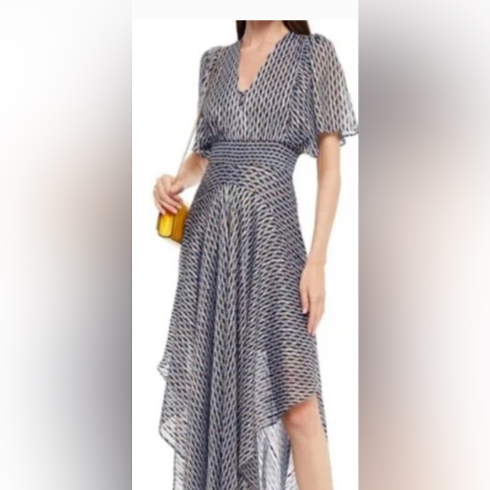 Maje Blue and Black Geometric Maxi Dress